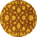 Round Persian Yellow Traditional Rug, tr1507yw