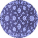 Round Machine Washable Persian Blue Traditional Rug, wshtr1507blu