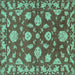 Square Machine Washable Persian Turquoise Traditional Area Rugs, wshtr1507turq