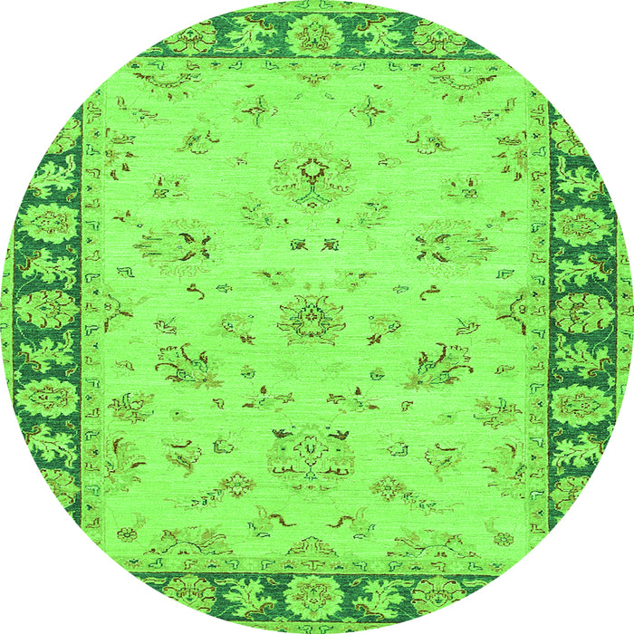 Square Oriental Green Traditional Rug, tr1508grn