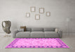 Machine Washable Oriental Pink Traditional Rug in a Living Room, wshtr1508pnk