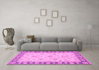 Machine Washable Oriental Pink Traditional Rug, wshtr1508pnk