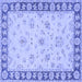 Square Oriental Blue Traditional Rug, tr1508blu