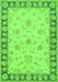 Serging Thickness of Machine Washable Oriental Green Traditional Area Rugs, wshtr1508grn