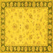 Square Oriental Yellow Traditional Rug, tr1508yw