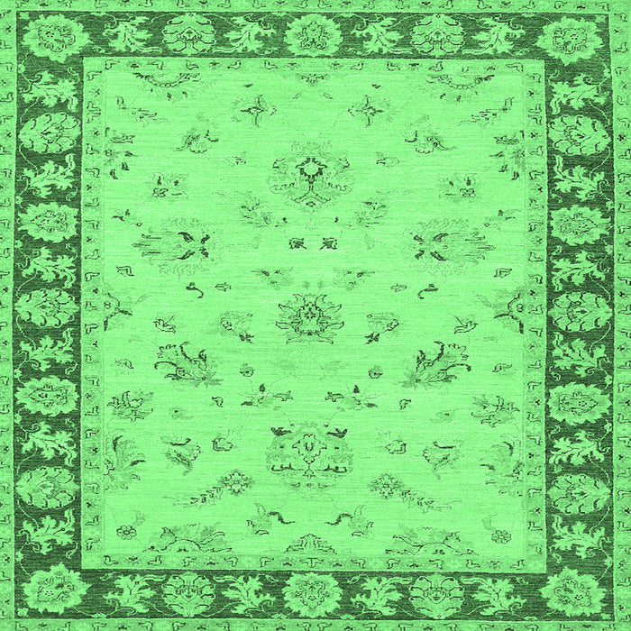 Square Oriental Emerald Green Traditional Rug, tr1508emgrn