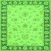 Round Machine Washable Oriental Green Traditional Area Rugs, wshtr1508grn