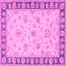 Square Machine Washable Oriental Pink Traditional Rug, wshtr1508pnk