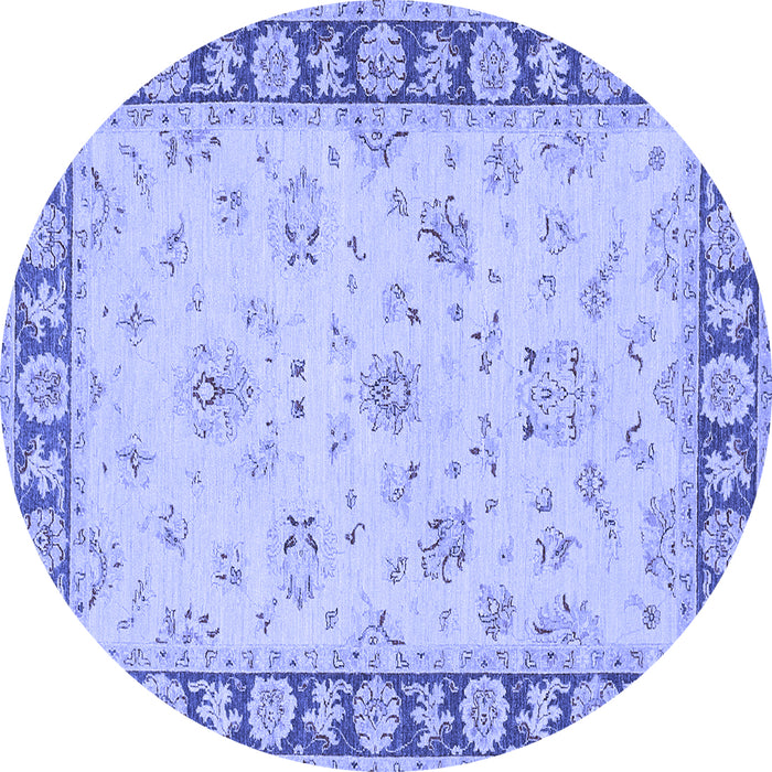 Round Machine Washable Oriental Blue Traditional Rug, wshtr1508blu