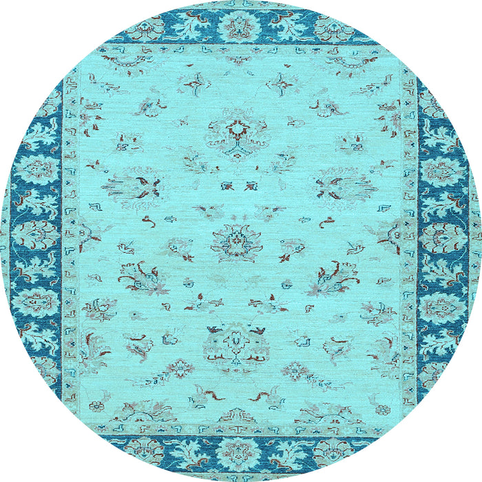 Round Oriental Light Blue Traditional Rug, tr1508lblu