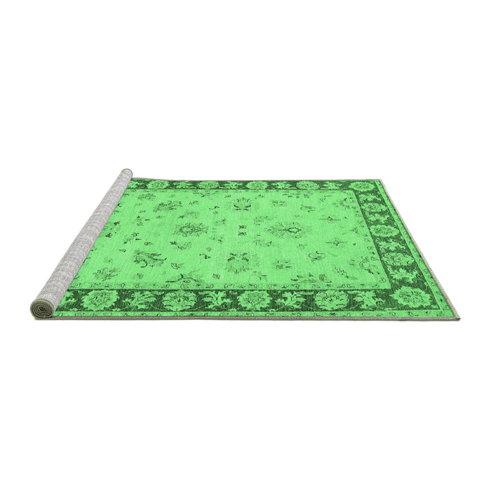 Sideview of Machine Washable Oriental Emerald Green Traditional Area Rugs, wshtr1508emgrn