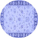 Round Oriental Blue Traditional Rug, tr1508blu