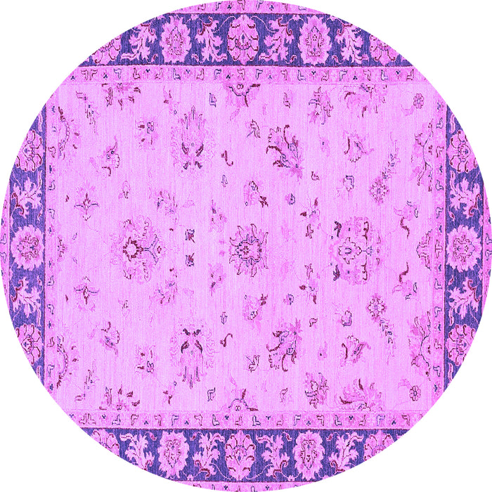 Round Oriental Purple Traditional Rug, tr1508pur