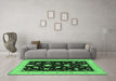 Machine Washable Persian Emerald Green Traditional Area Rugs in a Living Room,, wshtr1509emgrn