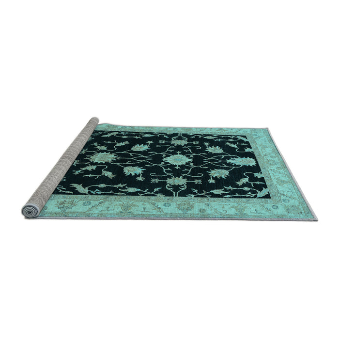 Sideview of Machine Washable Persian Light Blue Traditional Rug, wshtr1509lblu