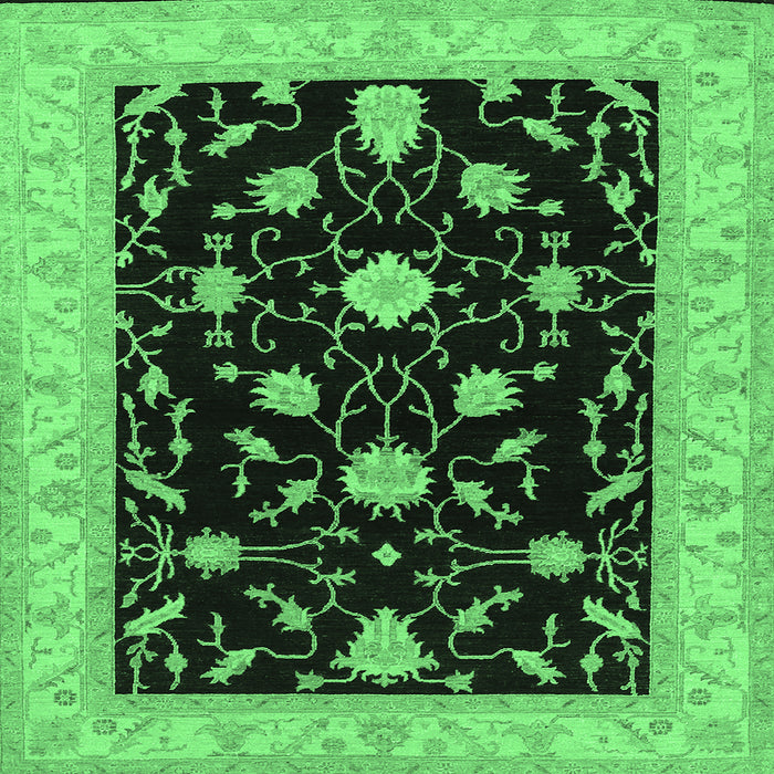 Square Persian Emerald Green Traditional Rug, tr1509emgrn