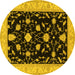 Round Machine Washable Persian Yellow Traditional Rug, wshtr1509yw