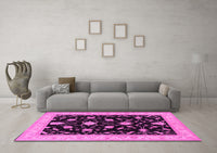 Machine Washable Persian Pink Traditional Rug, wshtr1509pnk