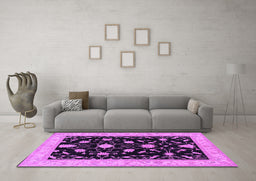 Machine Washable Persian Purple Traditional Area Rugs in a Living Room, wshtr1509pur