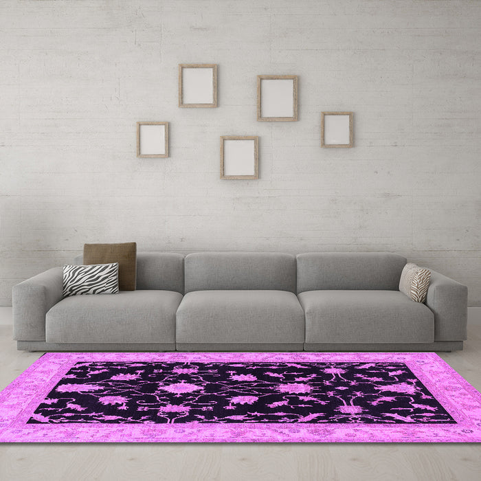 Machine Washable Persian Purple Traditional Area Rugs in a Living Room, wshtr1509pur