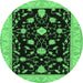 Round Persian Emerald Green Traditional Rug, tr1509emgrn