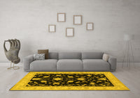 Machine Washable Persian Yellow Traditional Rug, wshtr1509yw