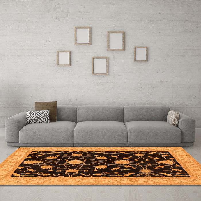 Machine Washable Persian Orange Traditional Area Rugs in a Living Room, wshtr1509org