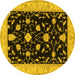 Round Persian Yellow Traditional Rug, tr1509yw