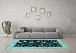 Machine Washable Persian Light Blue Traditional Rug in a Living Room, wshtr1509lblu