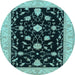 Round Persian Light Blue Traditional Rug, tr1509lblu