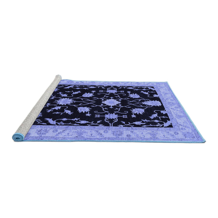 Sideview of Machine Washable Persian Blue Traditional Rug, wshtr1509blu