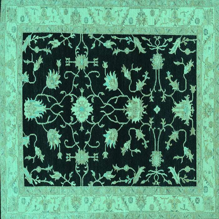 Square Persian Turquoise Traditional Rug, tr1509turq