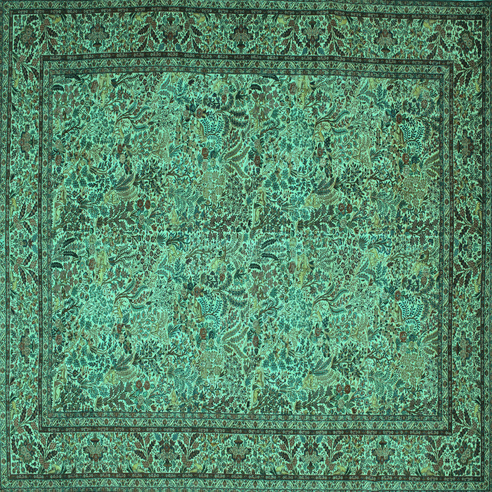 Square Persian Turquoise Traditional Rug, tr150turq