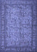 Machine Washable Persian Blue Traditional Rug, wshtr150blu