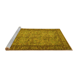 Sideview of Machine Washable Persian Yellow Traditional Rug, wshtr150yw