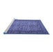 Sideview of Machine Washable Persian Blue Traditional Rug, wshtr150blu