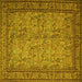 Square Machine Washable Persian Yellow Traditional Rug, wshtr150yw