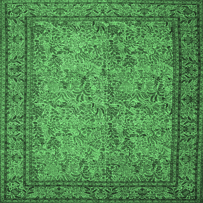 Square Persian Emerald Green Traditional Rug, tr150emgrn