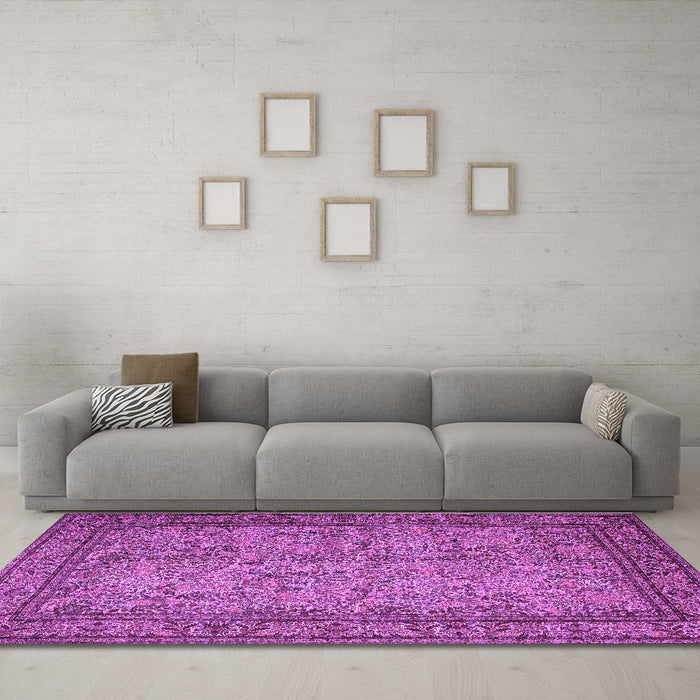 Machine Washable Persian Purple Traditional Area Rugs in a Living Room, wshtr150pur