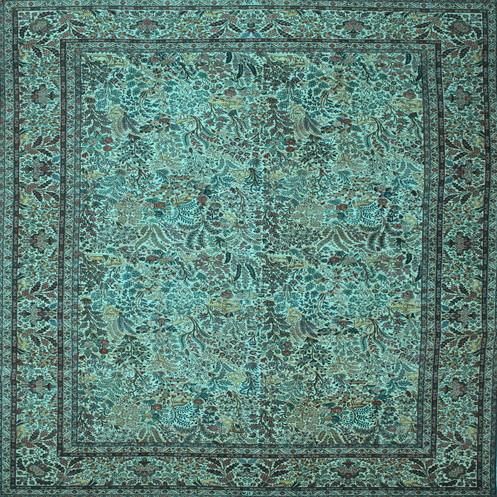 Square Machine Washable Persian Light Blue Traditional Rug, wshtr150lblu