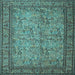 Square Machine Washable Persian Light Blue Traditional Rug, wshtr150lblu