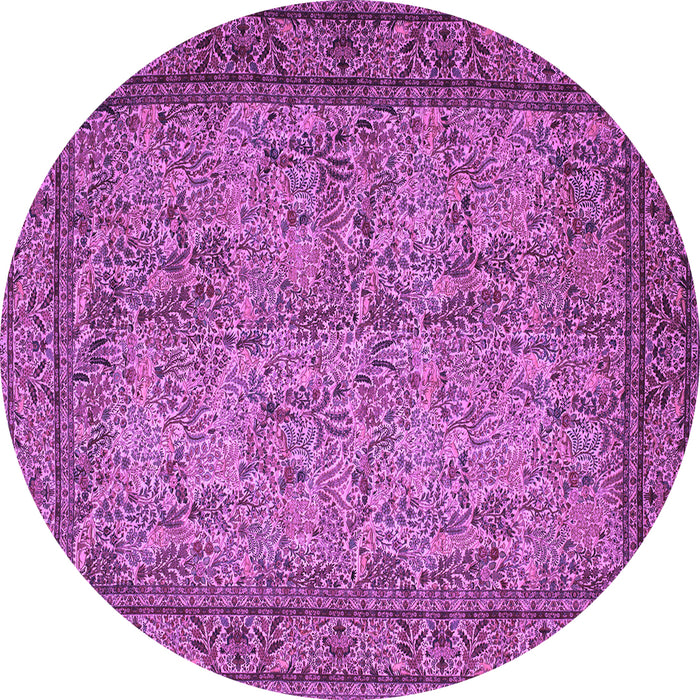 Round Machine Washable Persian Purple Traditional Area Rugs, wshtr150pur