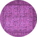 Round Machine Washable Persian Purple Traditional Area Rugs, wshtr150pur