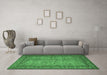 Machine Washable Persian Emerald Green Traditional Area Rugs in a Living Room,, wshtr150emgrn