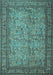 Machine Washable Persian Light Blue Traditional Rug, wshtr150lblu