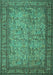 Machine Washable Persian Turquoise Traditional Area Rugs, wshtr150turq