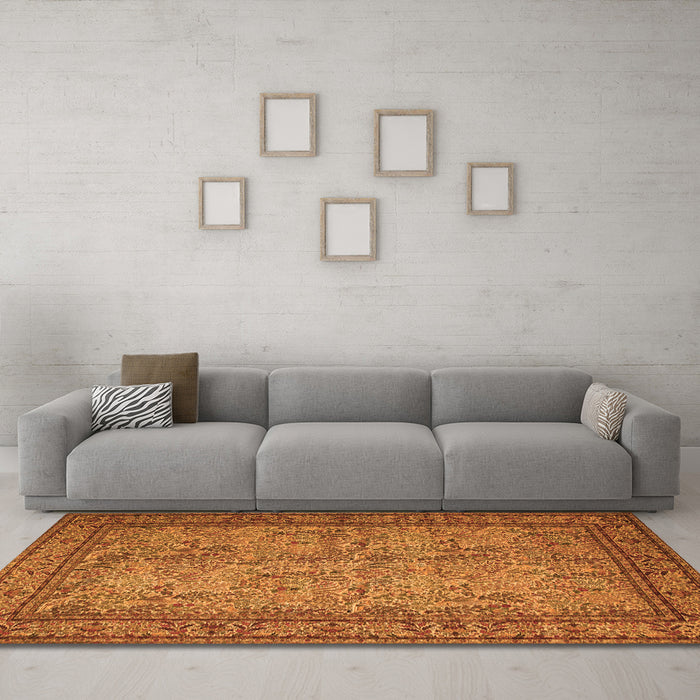 Machine Washable Persian Orange Traditional Area Rugs in a Living Room, wshtr150org