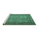 Sideview of Machine Washable Persian Turquoise Traditional Area Rugs, wshtr150turq