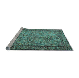 Sideview of Machine Washable Persian Light Blue Traditional Rug, wshtr150lblu
