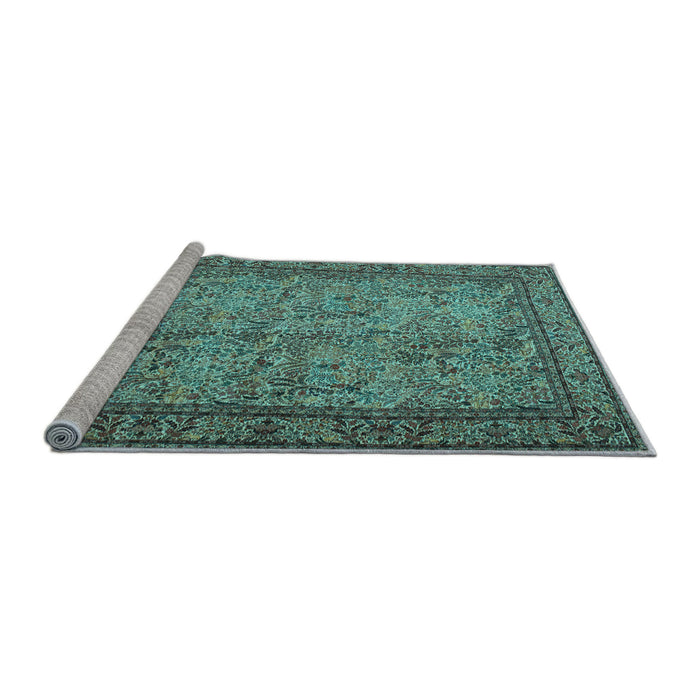 Sideview of Machine Washable Persian Light Blue Traditional Rug, wshtr150lblu